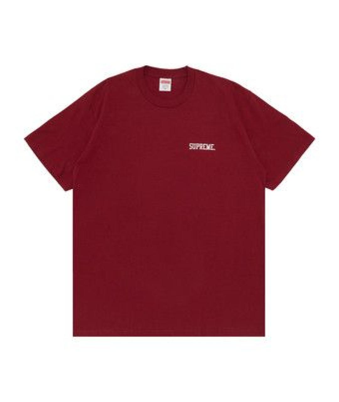 SUPREME Бордовая футболка, фото 1