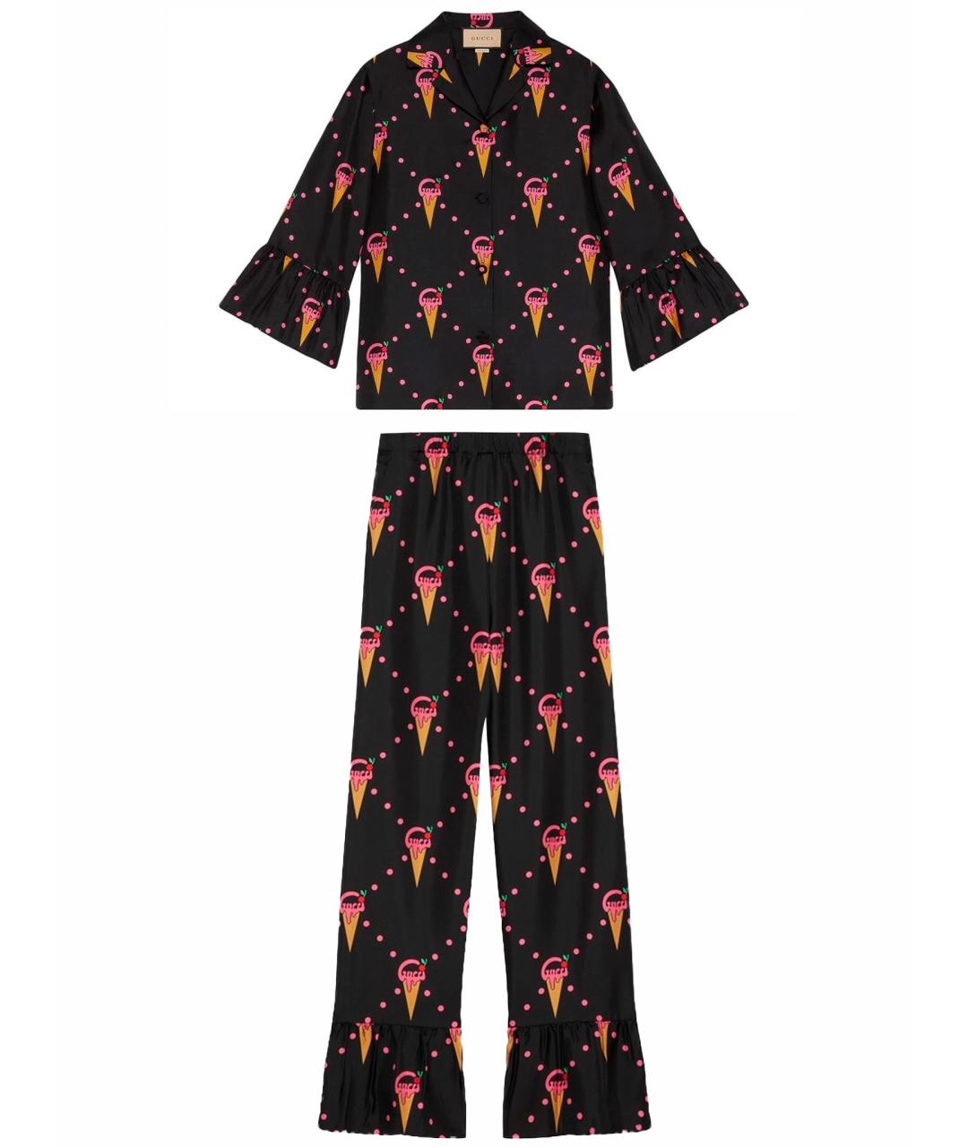 GUCCI Черный шелковый костюм с брюками, фото 1