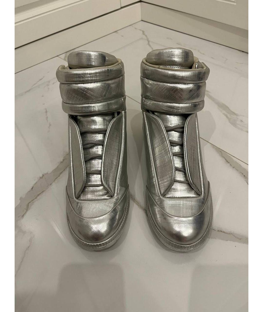 MAISON MARGIELA Серебряные высокие кроссовки / кеды, фото 3