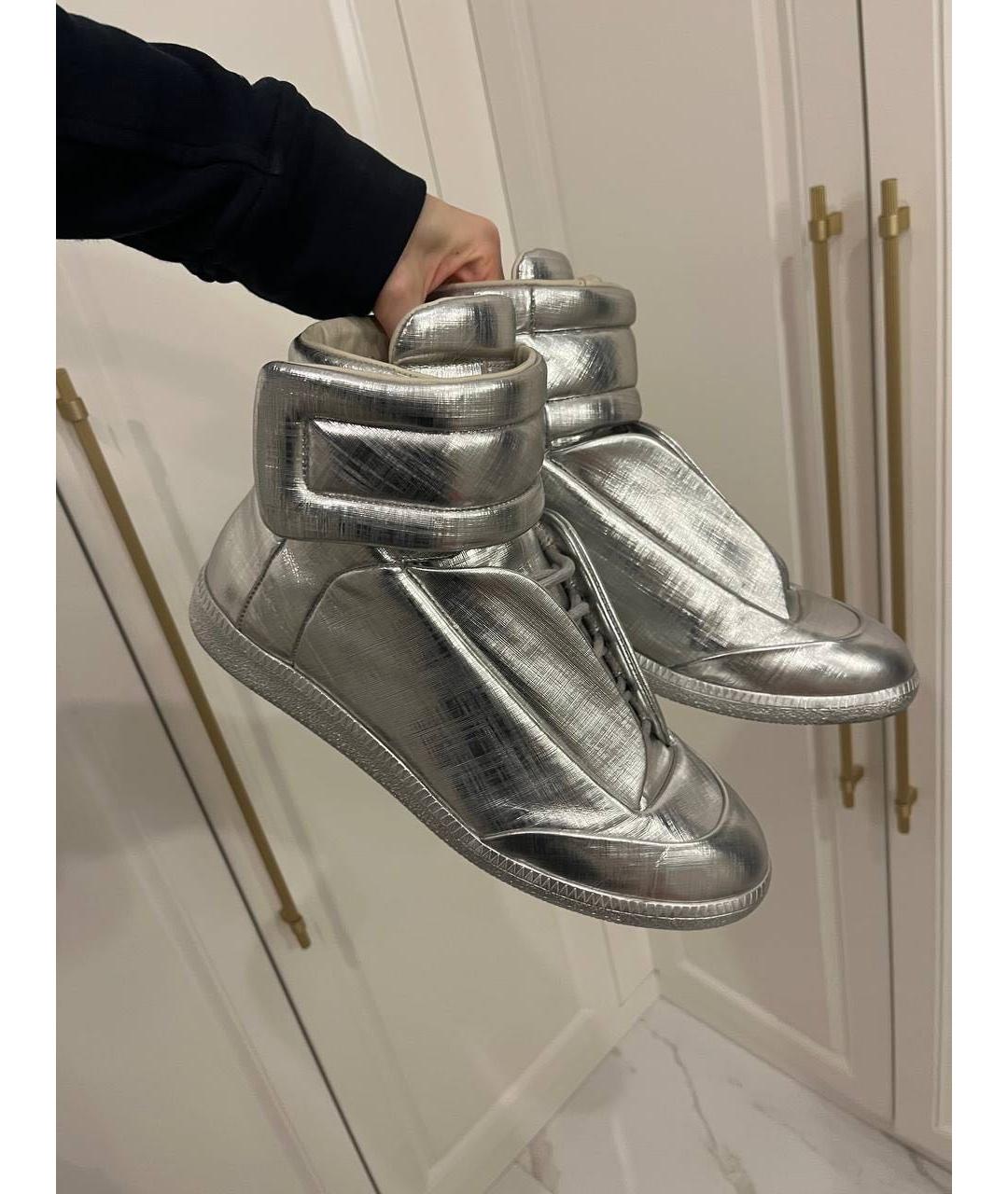 MAISON MARGIELA Серебряные высокие кроссовки / кеды, фото 5