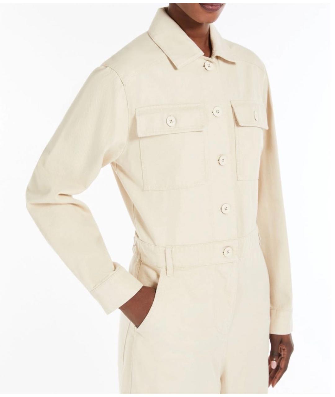 WEEKEND MAX MARA Бежевый хлопковый комбинезон, фото 3