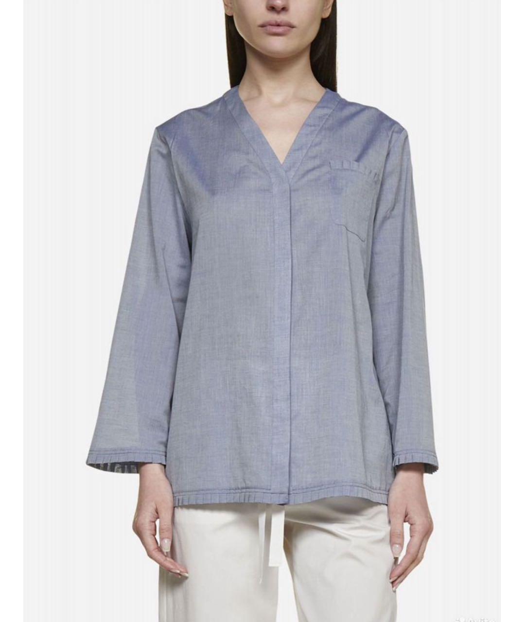 'S MAX MARA Голубая хлопковая рубашка, фото 8