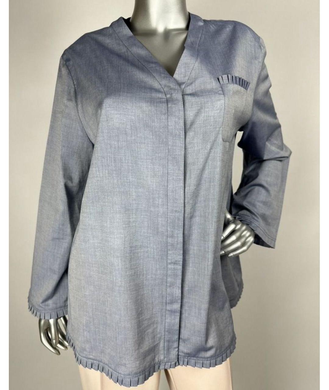 'S MAX MARA Голубая хлопковая рубашка, фото 7