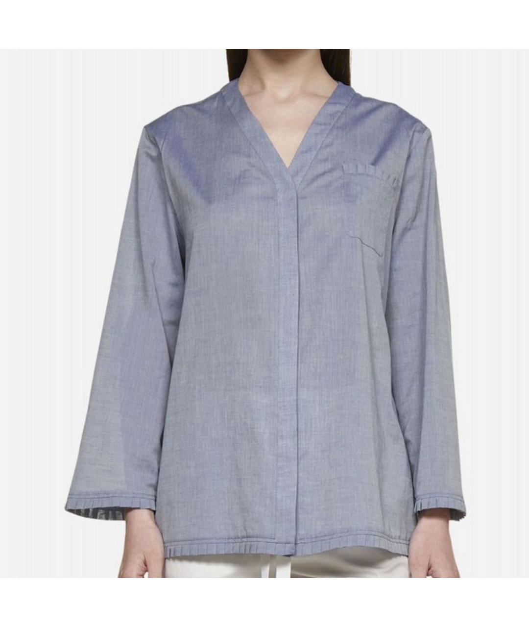 'S MAX MARA Голубая хлопковая рубашка, фото 9