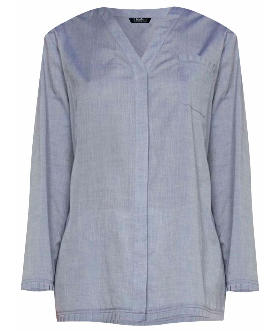 'S MAX MARA Голубая хлопковая рубашка, фото 1