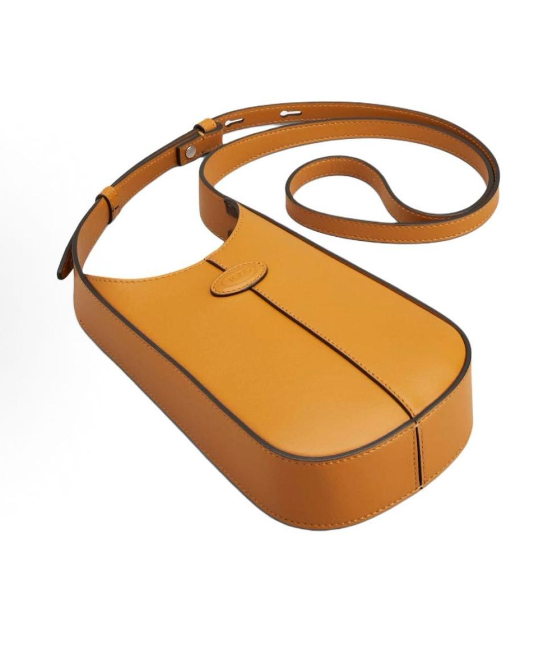 TOD'S Горчичная кожаная сумка через плечо, фото 3