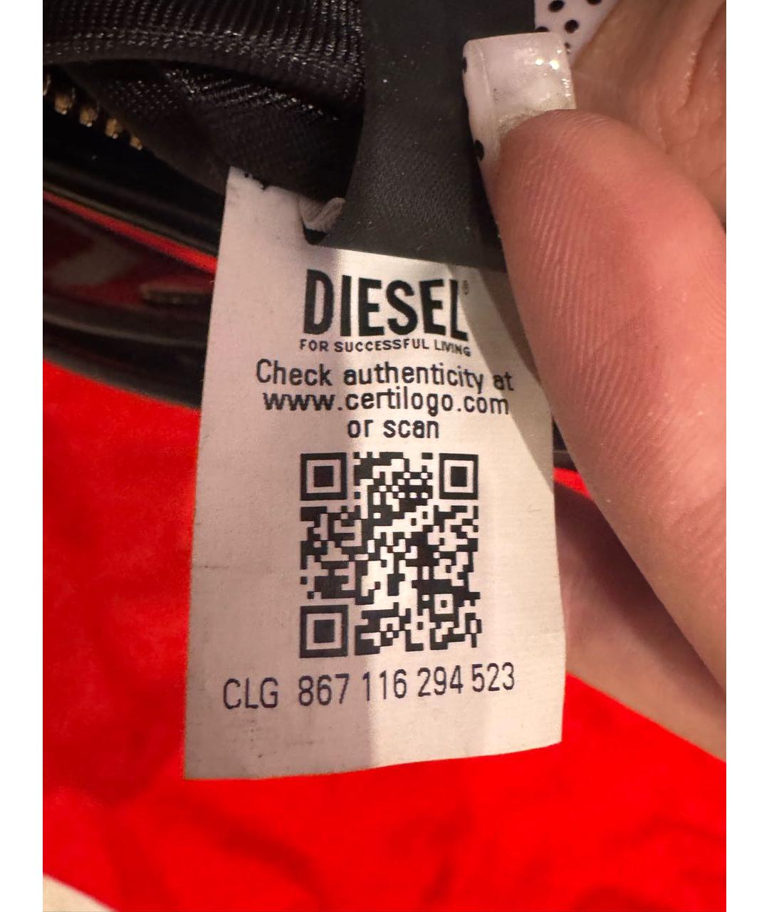 DIESEL Черная сумка с короткими ручками из искусственной кожи, фото 7