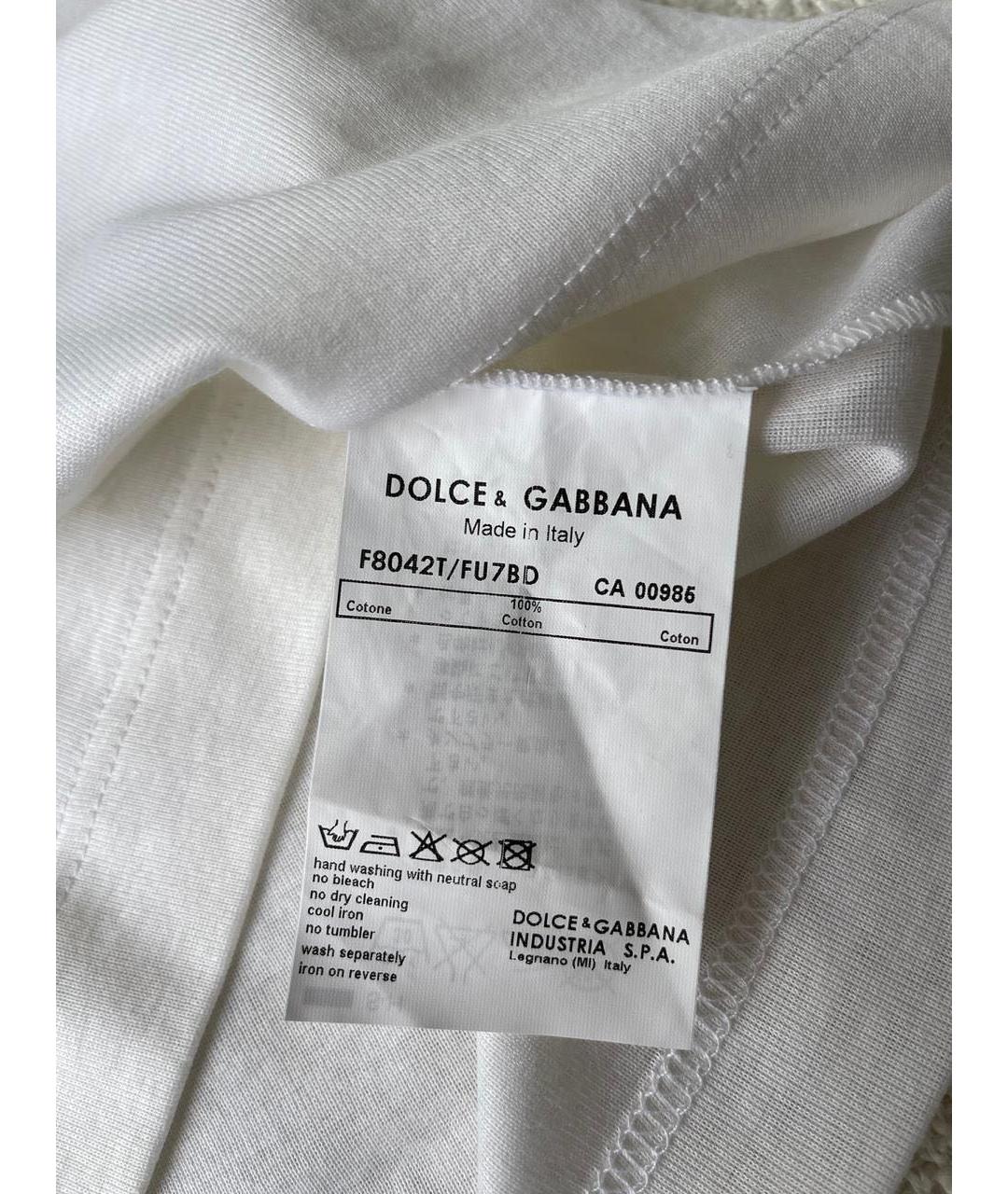 DOLCE&GABBANA Белая хлопковая футболка, фото 6