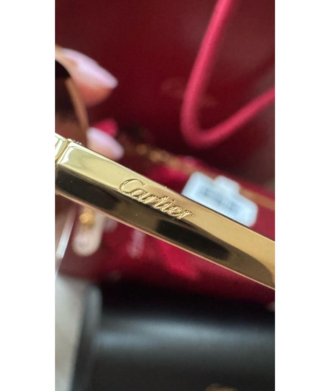CARTIER Коричневые металлические солнцезащитные очки, фото 7