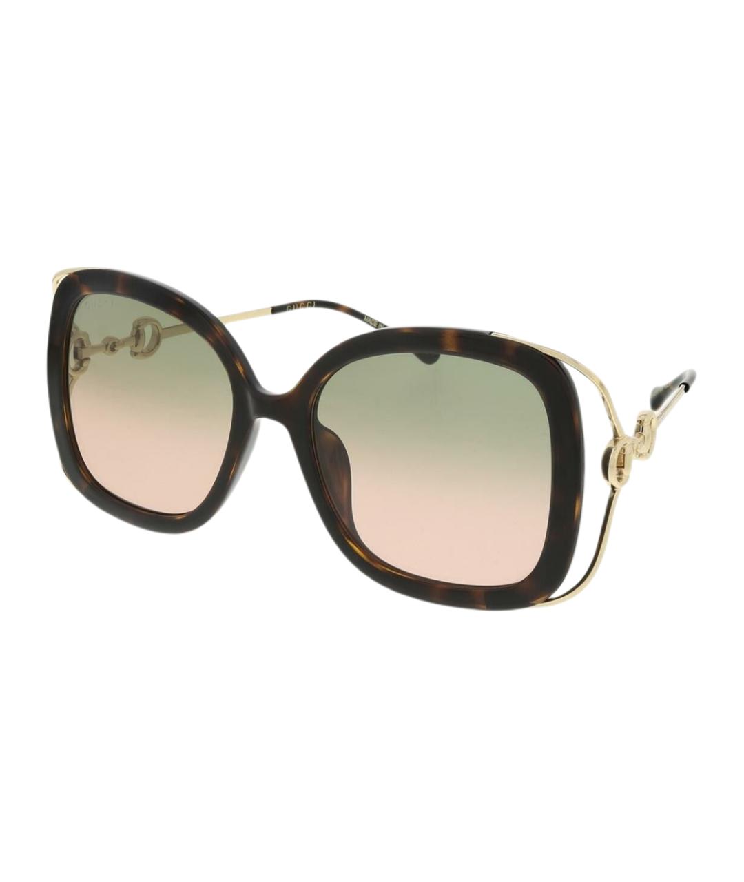 GUCCI Золотые пластиковые солнцезащитные очки, фото 1