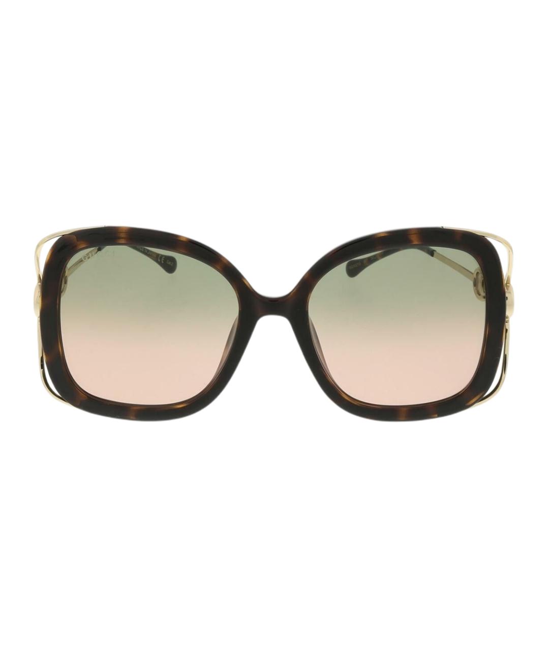 GUCCI Золотые пластиковые солнцезащитные очки, фото 2