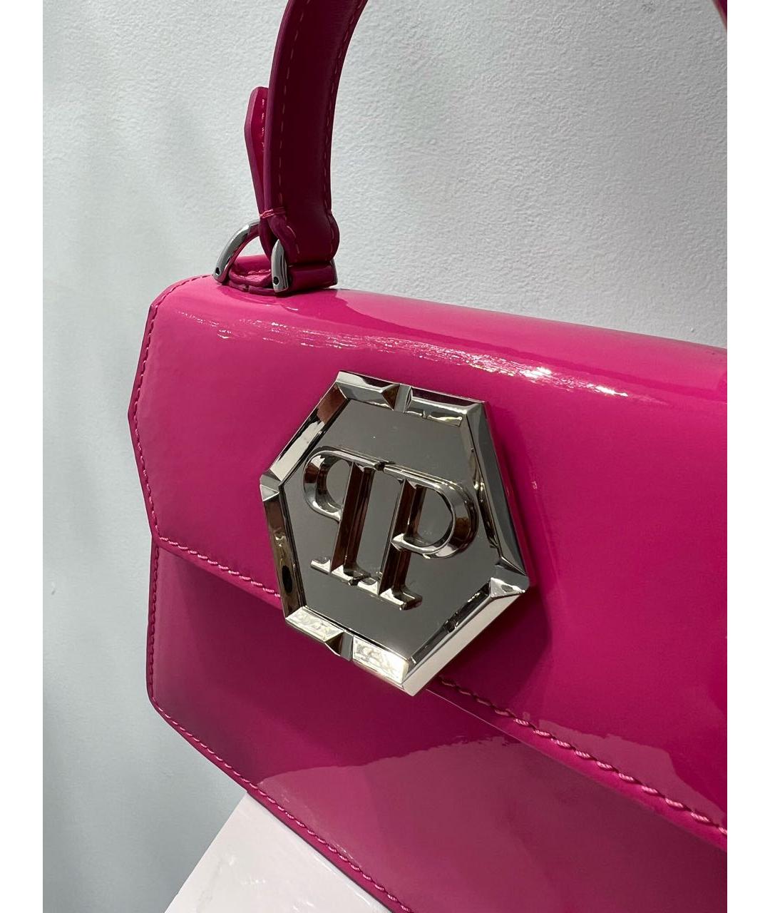 PHILIPP PLEIN Розовая сумка через плечо из лакированной кожи, фото 6