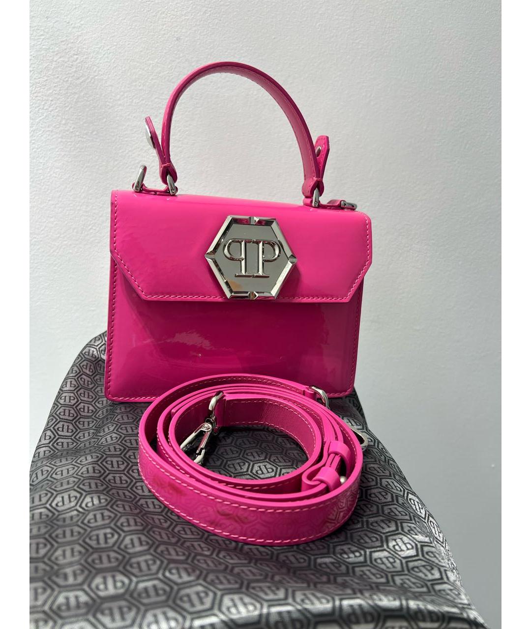 PHILIPP PLEIN Розовая сумка через плечо из лакированной кожи, фото 9