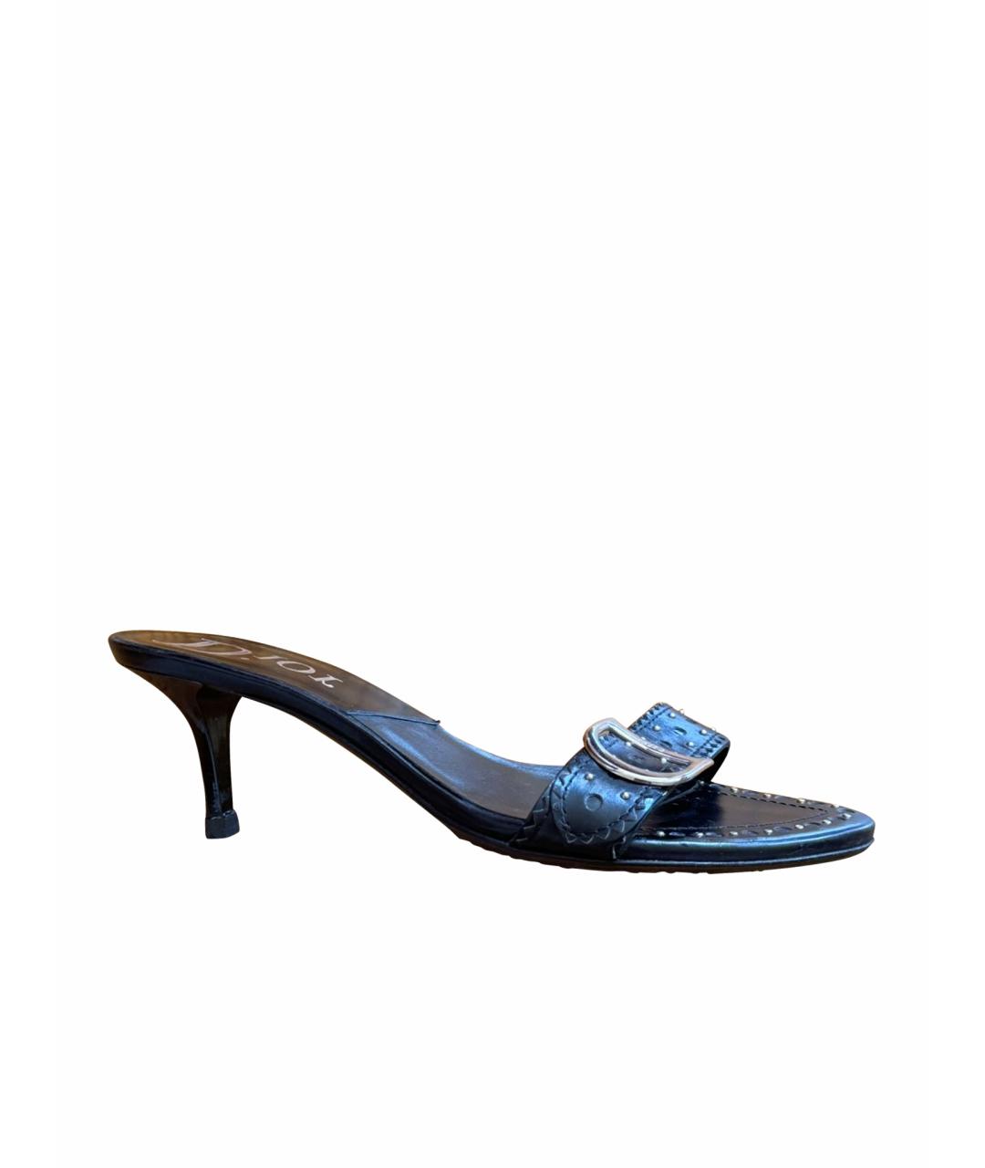 CHRISTIAN DIOR Черные кожаные мюли, фото 1