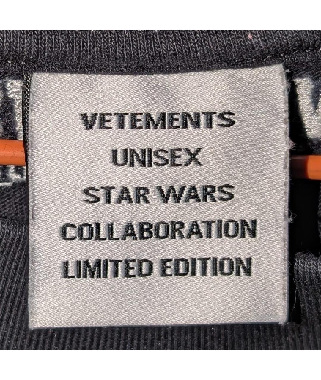 VETEMENTS Черная хлопковая футболка, фото 8