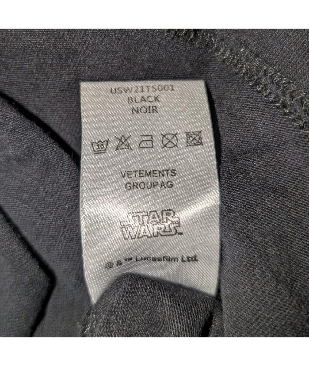 VETEMENTS Черная хлопковая футболка, фото 5