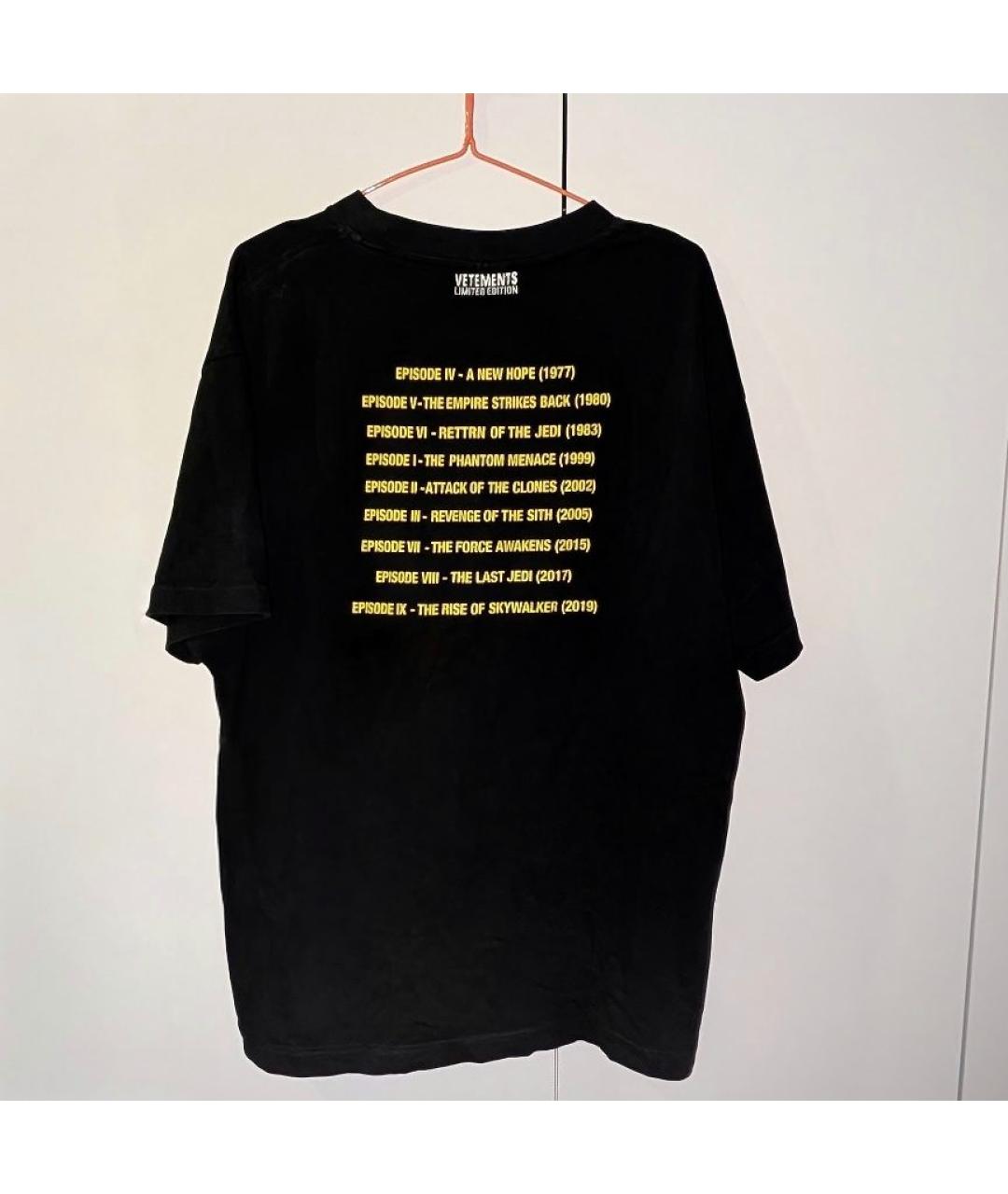 VETEMENTS Черная хлопковая футболка, фото 2