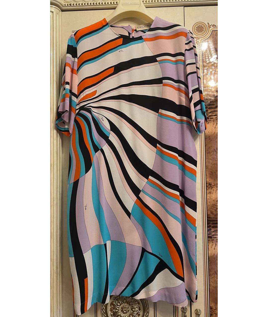 EMILIO PUCCI Мульти шелковое коктейльное платье, фото 5