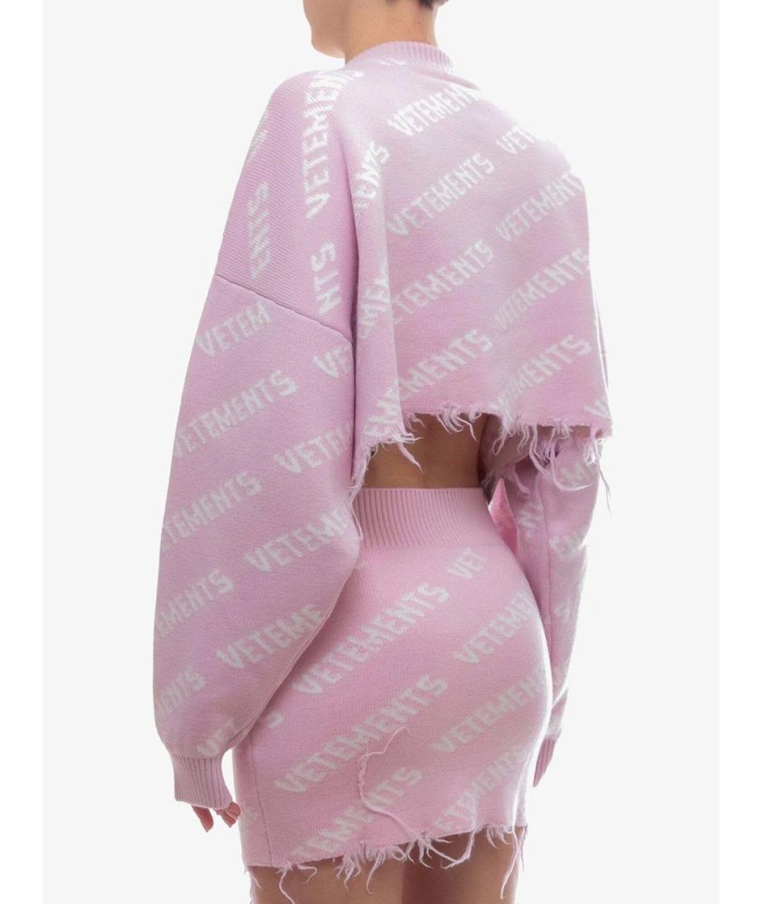 VETEMENTS Розовый шерстяной костюм с юбками, фото 4