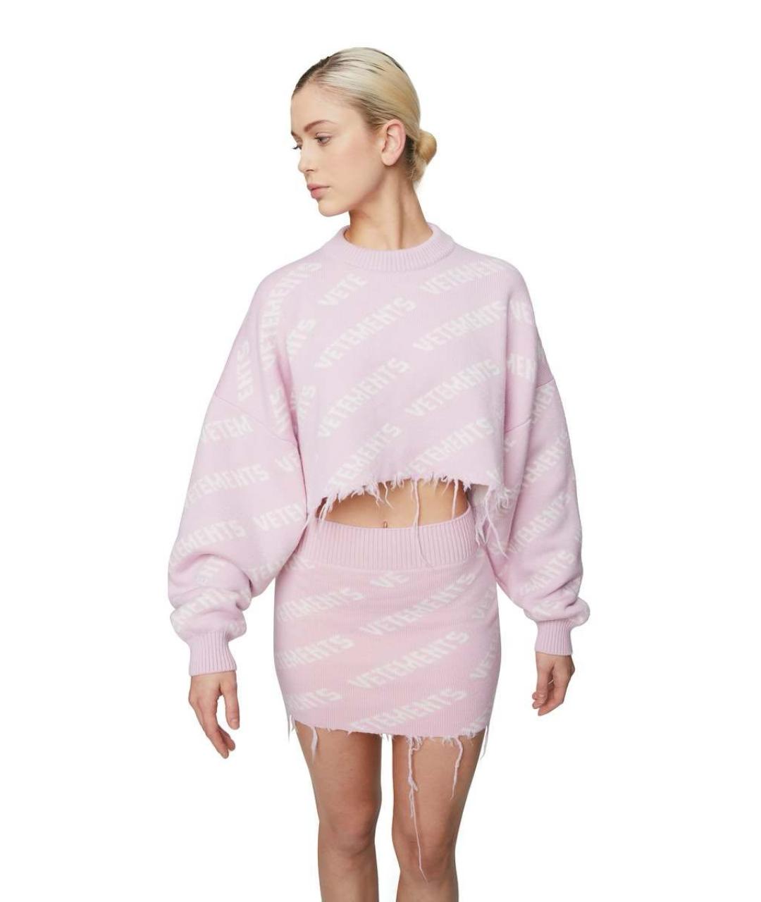VETEMENTS Розовый шерстяной костюм с юбками, фото 6