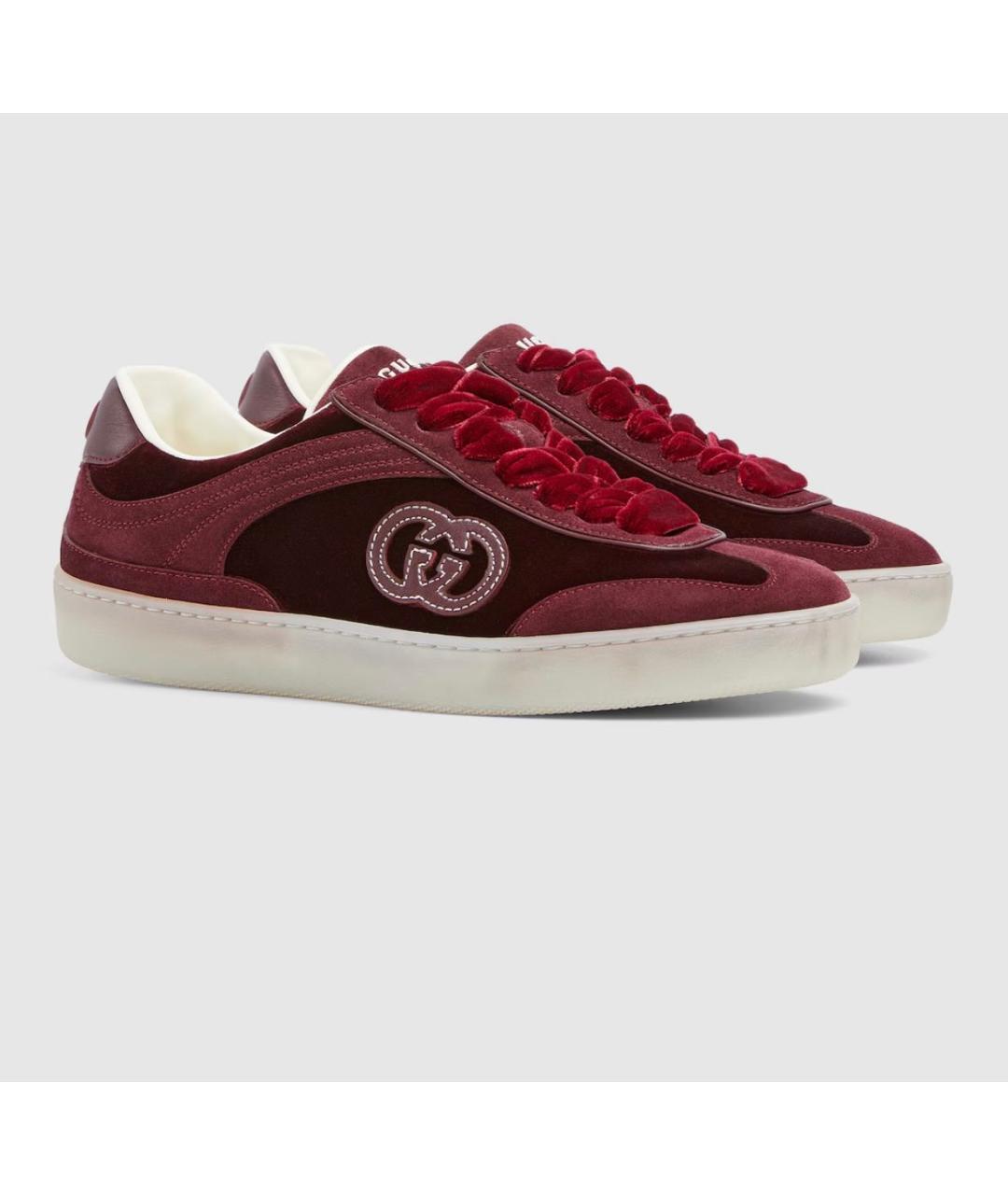 GUCCI Бордовые кеды, фото 2