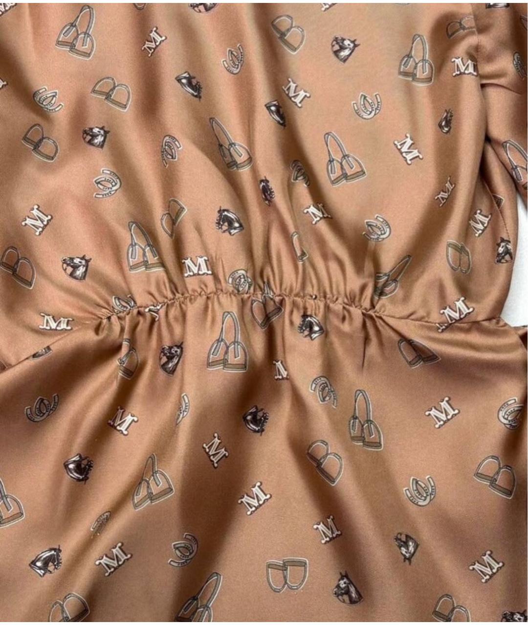 MAX MARA Бежевое шелковое повседневное платье, фото 5