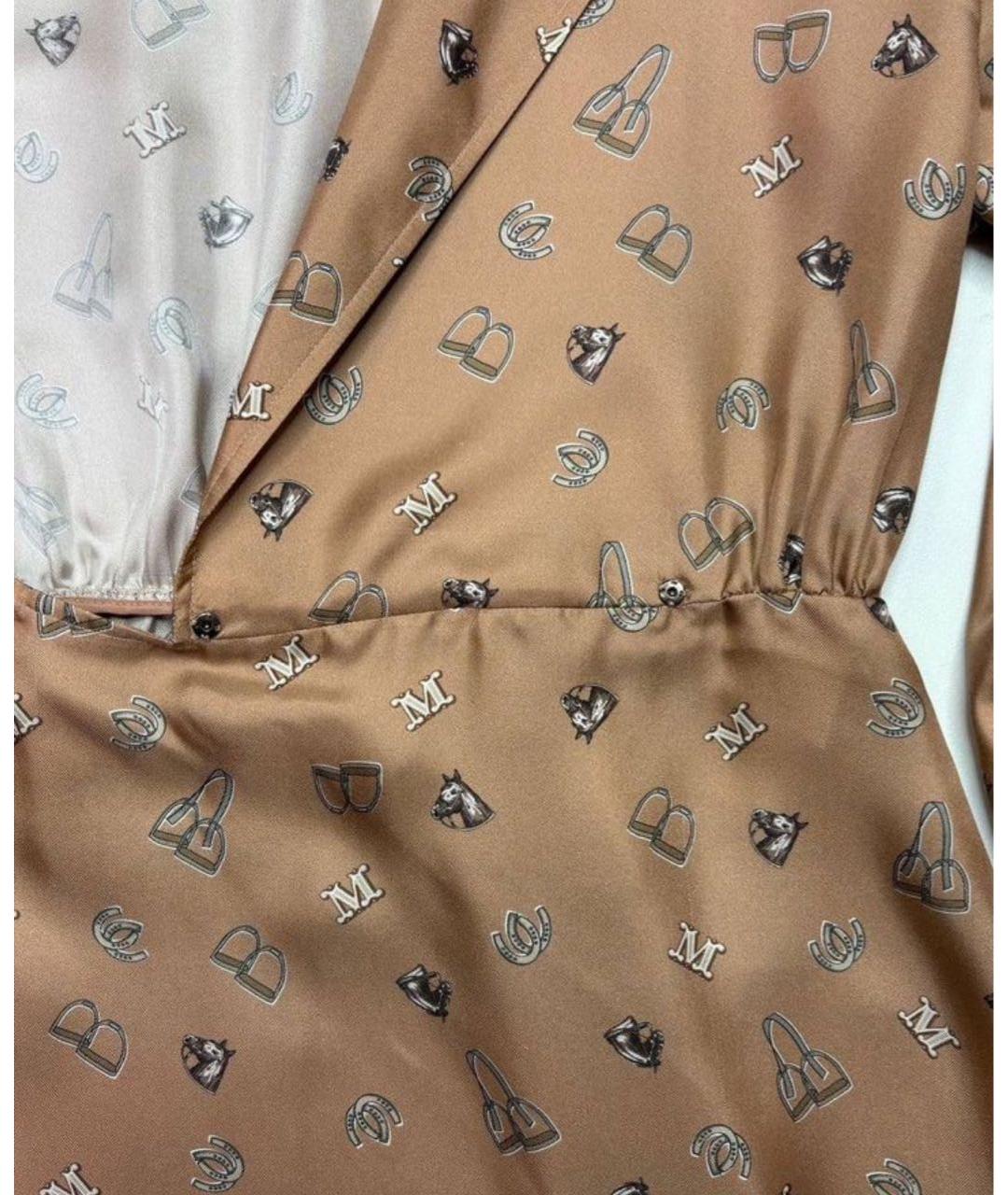 MAX MARA Бежевое шелковое повседневное платье, фото 7