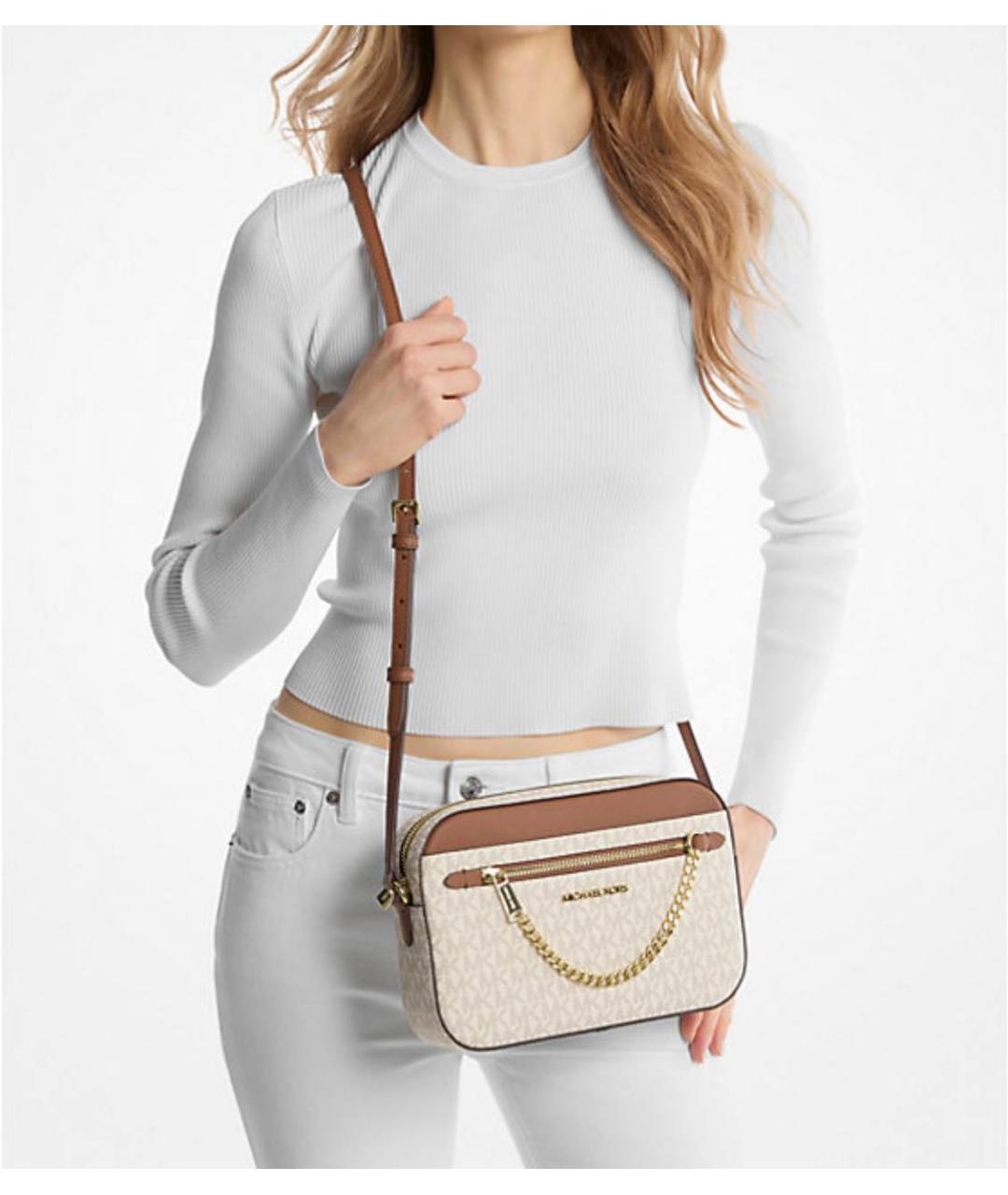 MICHAEL KORS Бежевая сумка через плечо из искусственной кожи, фото 7