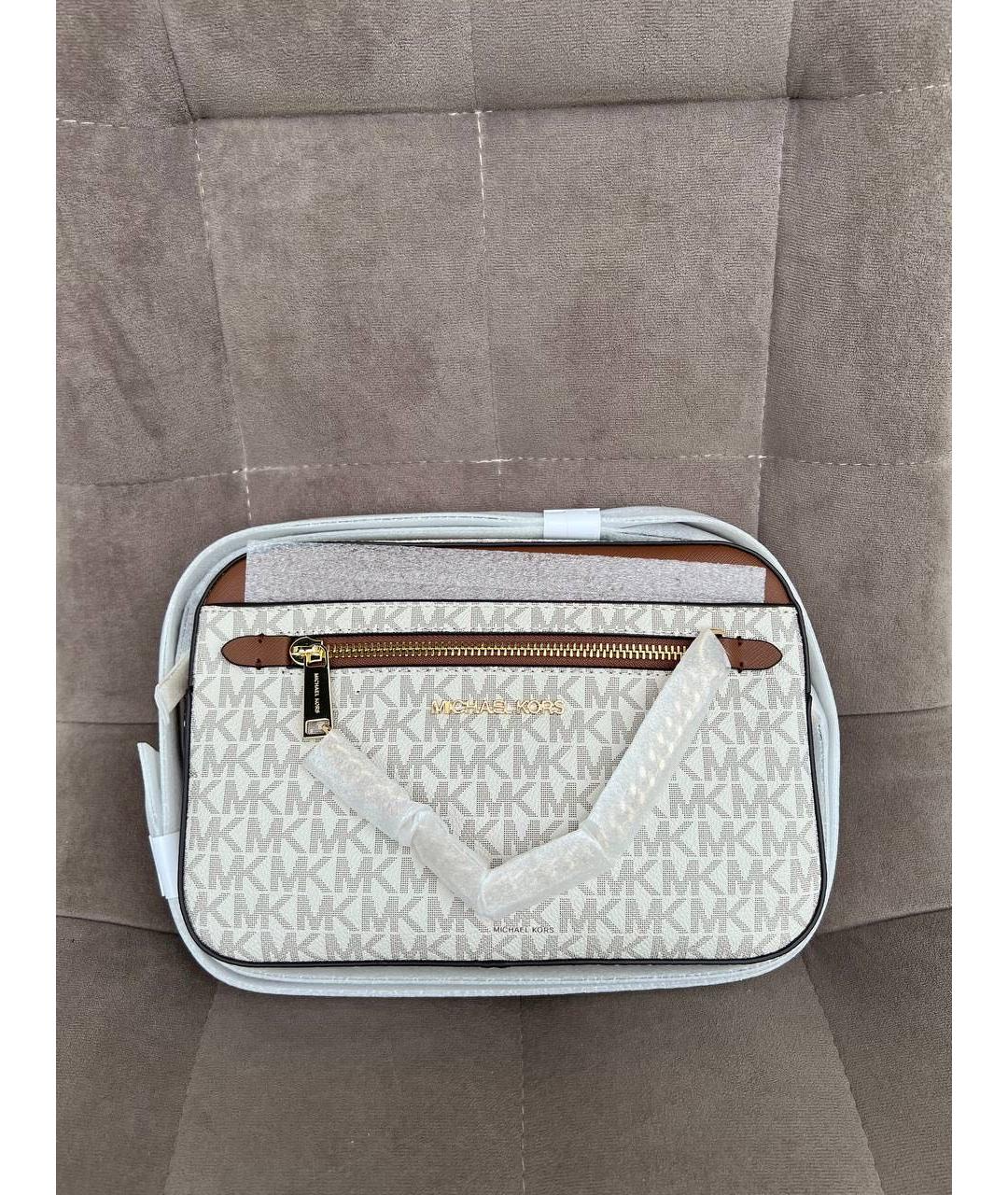 MICHAEL KORS Бежевая сумка через плечо из искусственной кожи, фото 5