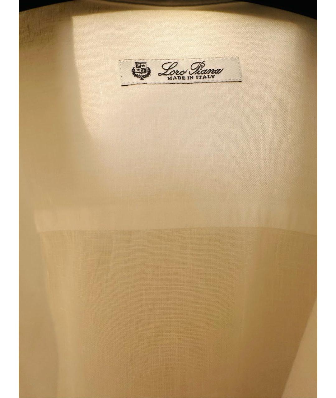 LORO PIANA Белая льняная кэжуал рубашка, фото 3