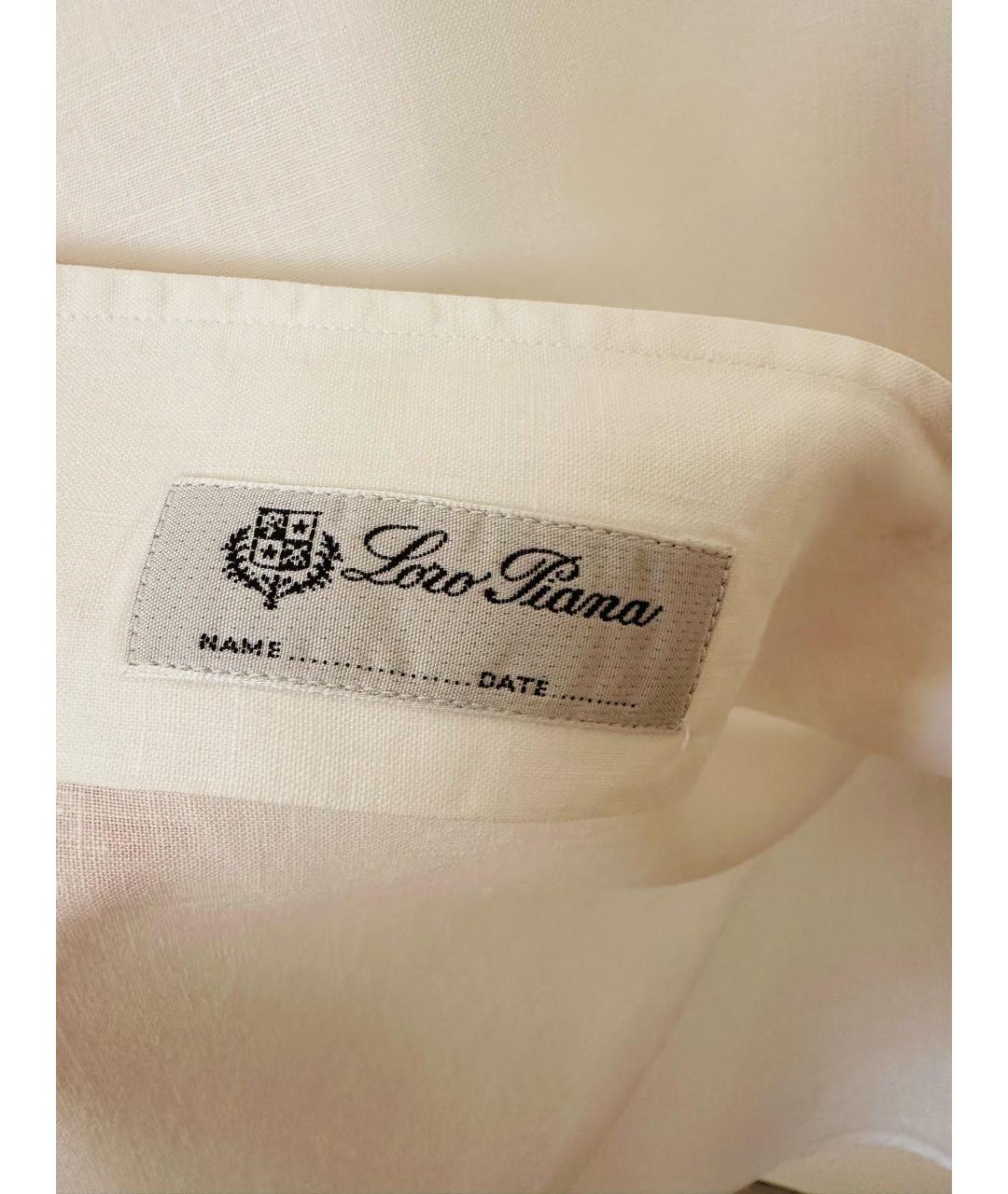 LORO PIANA Белая льняная кэжуал рубашка, фото 6