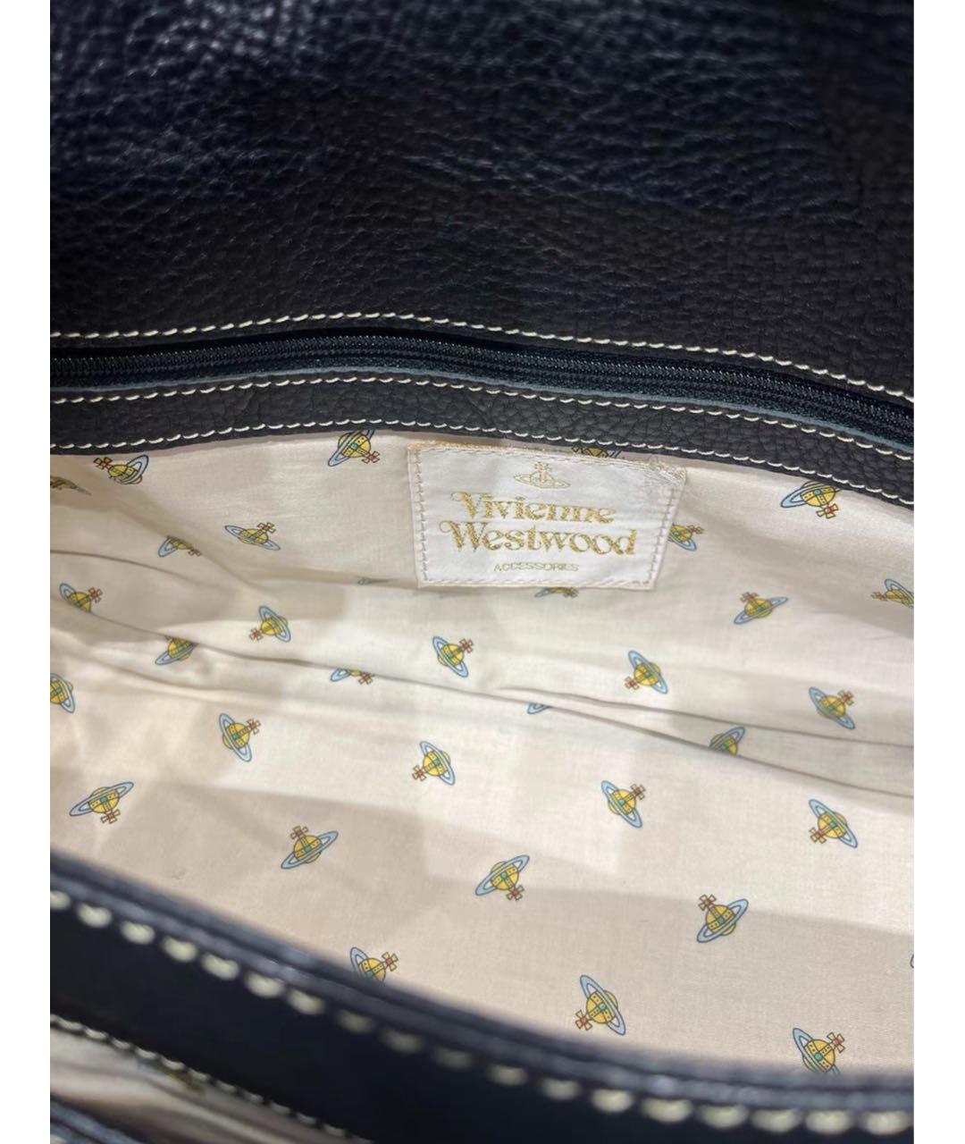 VIVIENNE WESTWOOD Черная кожаная сумка с короткими ручками, фото 5