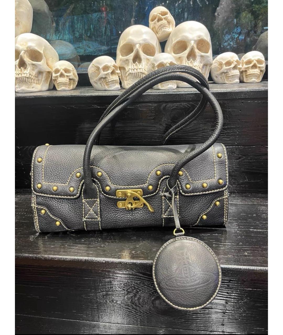 VIVIENNE WESTWOOD Черная кожаная сумка с короткими ручками, фото 6