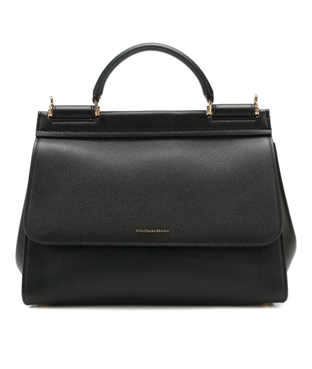 DOLCE&GABBANA Черная кожаная сумка с короткими ручками, фото 1