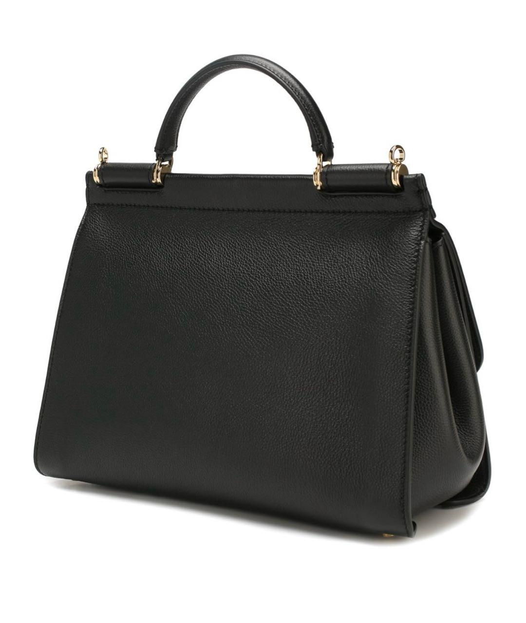 DOLCE&GABBANA Черная кожаная сумка с короткими ручками, фото 3