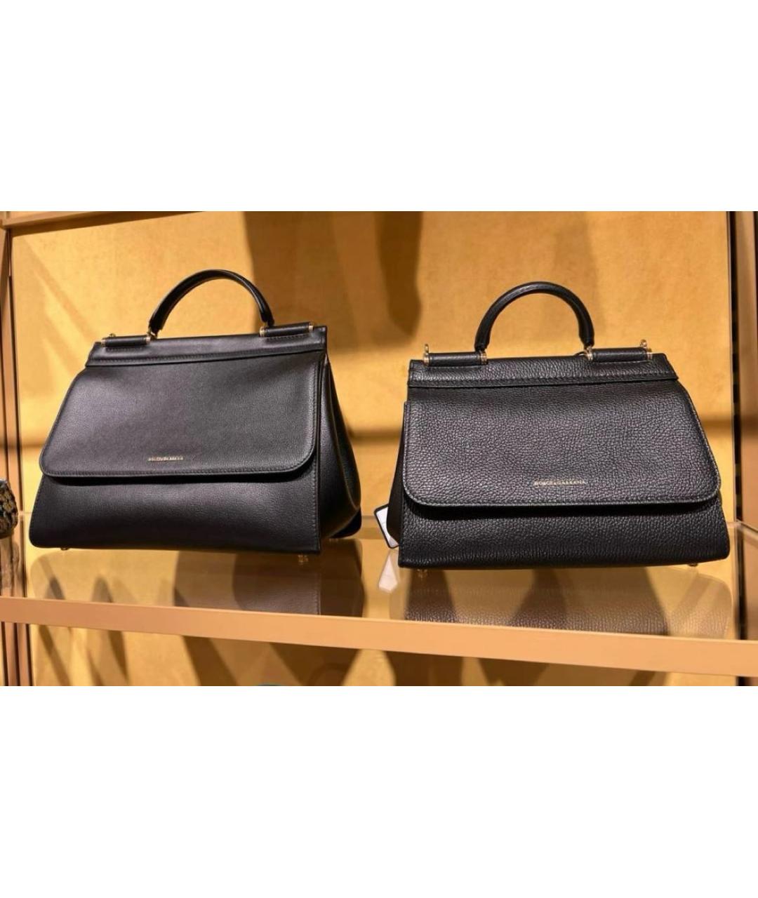 DOLCE&GABBANA Черная кожаная сумка с короткими ручками, фото 5