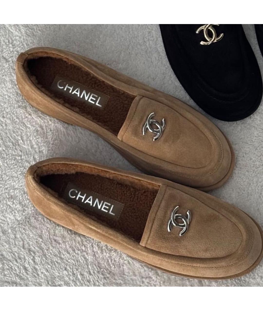 CHANEL Бежевые замшевые лоферы, фото 2