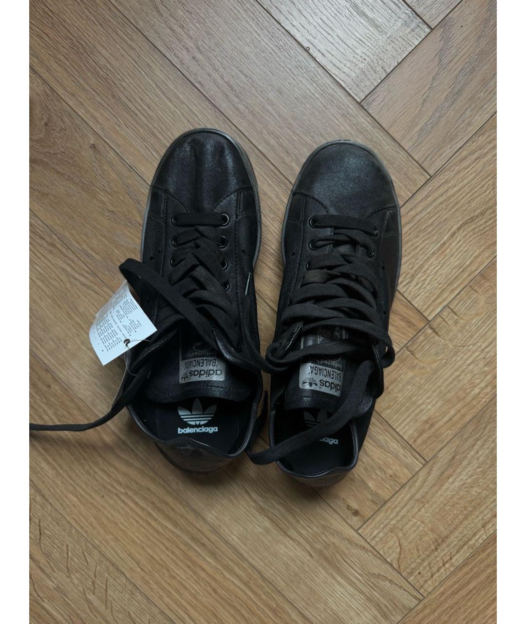 BALENCIAGA Черные кожаные кеды, фото 4