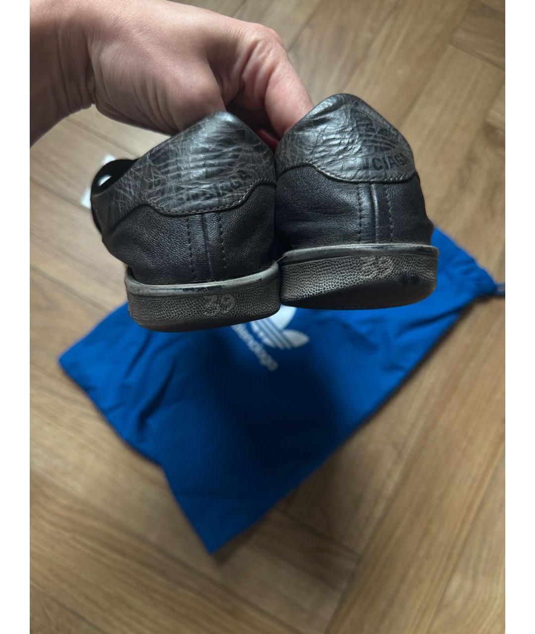 BALENCIAGA Черные кожаные кеды, фото 3
