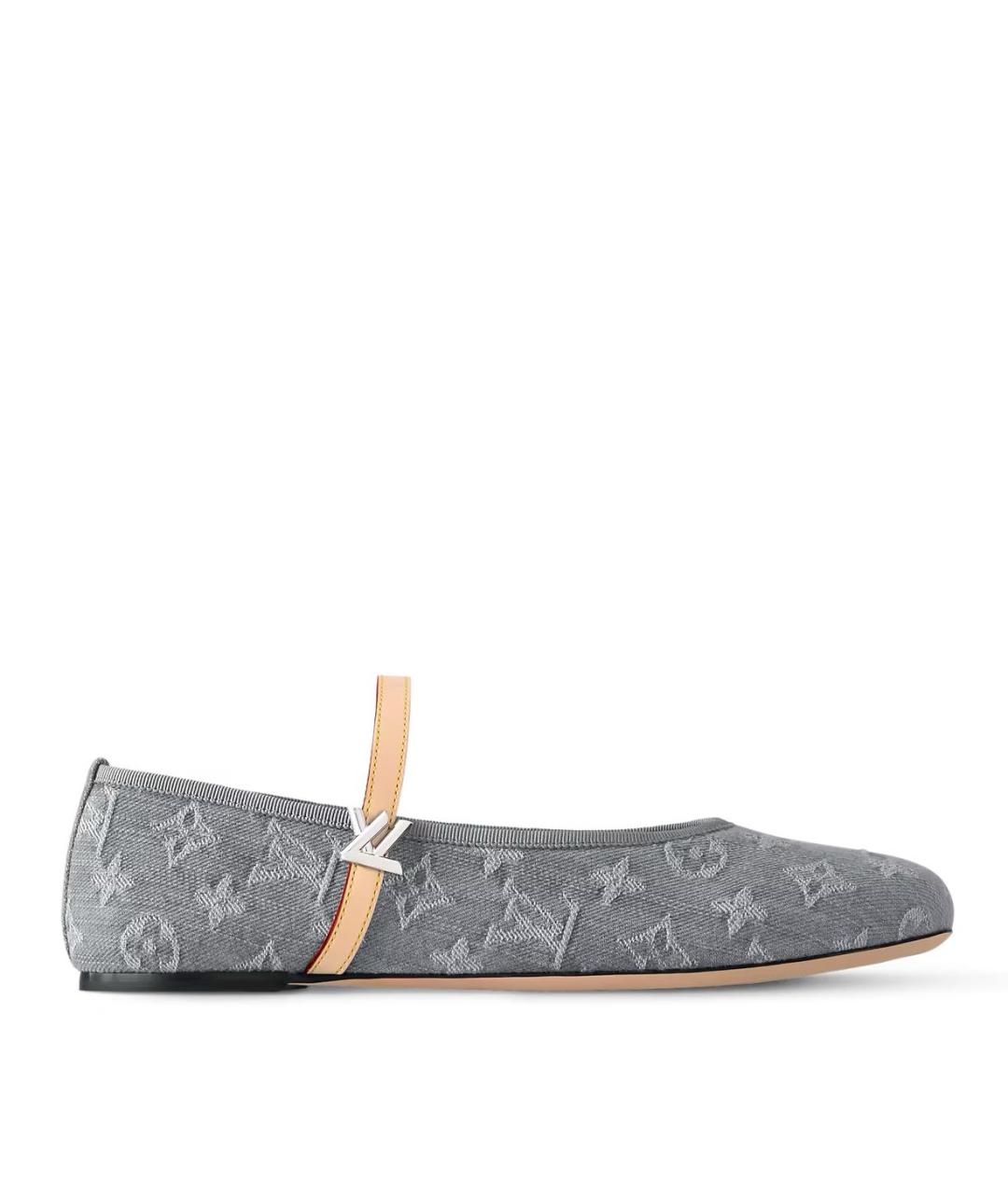 LOUIS VUITTON Серые текстильные балетки, фото 4