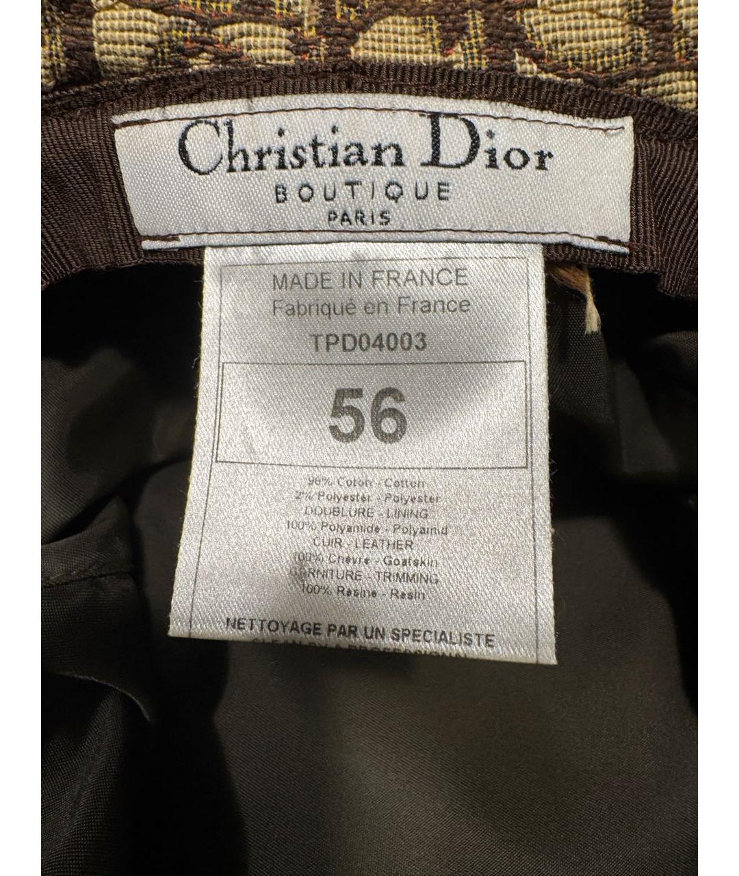 CHRISTIAN DIOR Бежевая хлопковая шляпа, фото 5