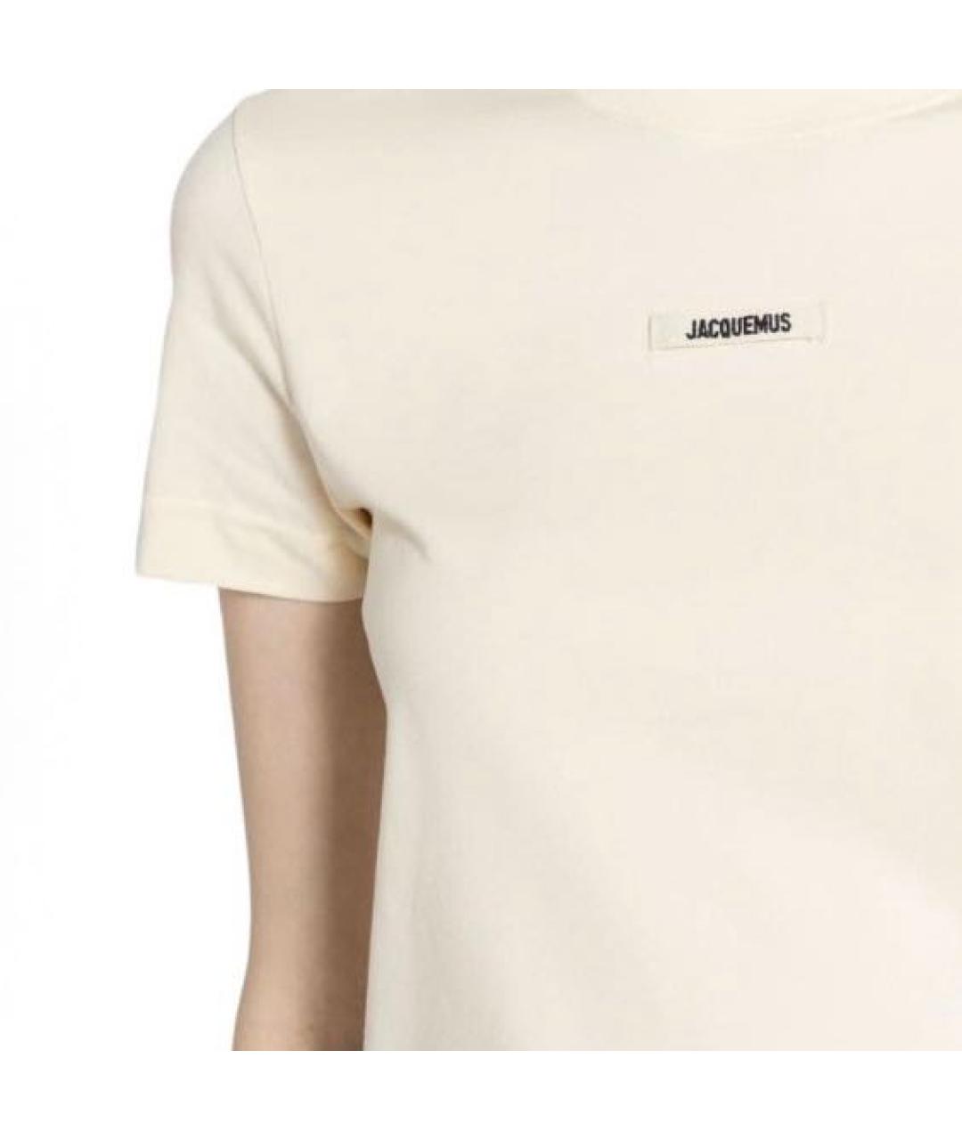 JACQUEMUS Бежевая хлопковая футболка, фото 4