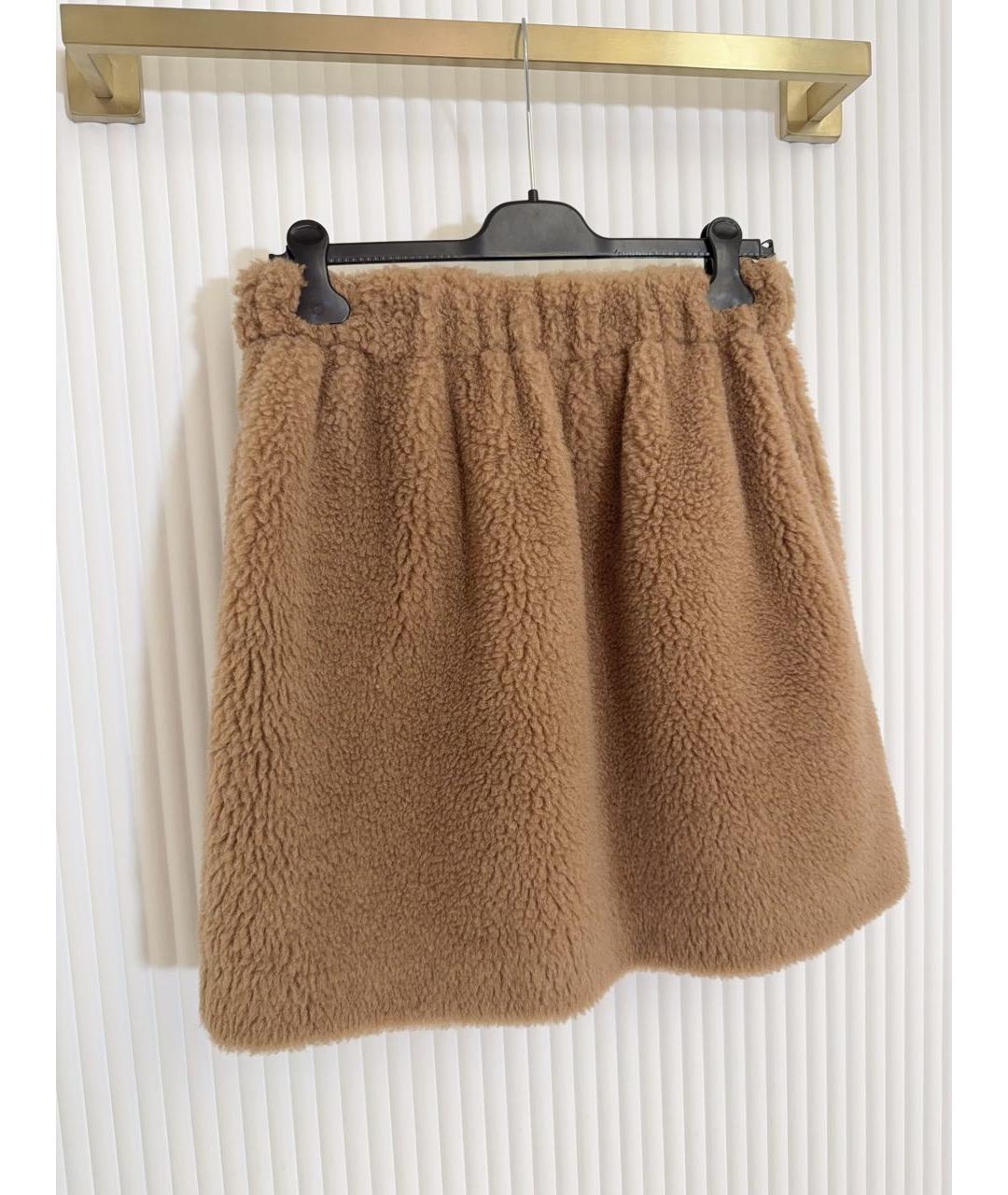 MAX MARA Бежевая шерстяная юбка мини, фото 2