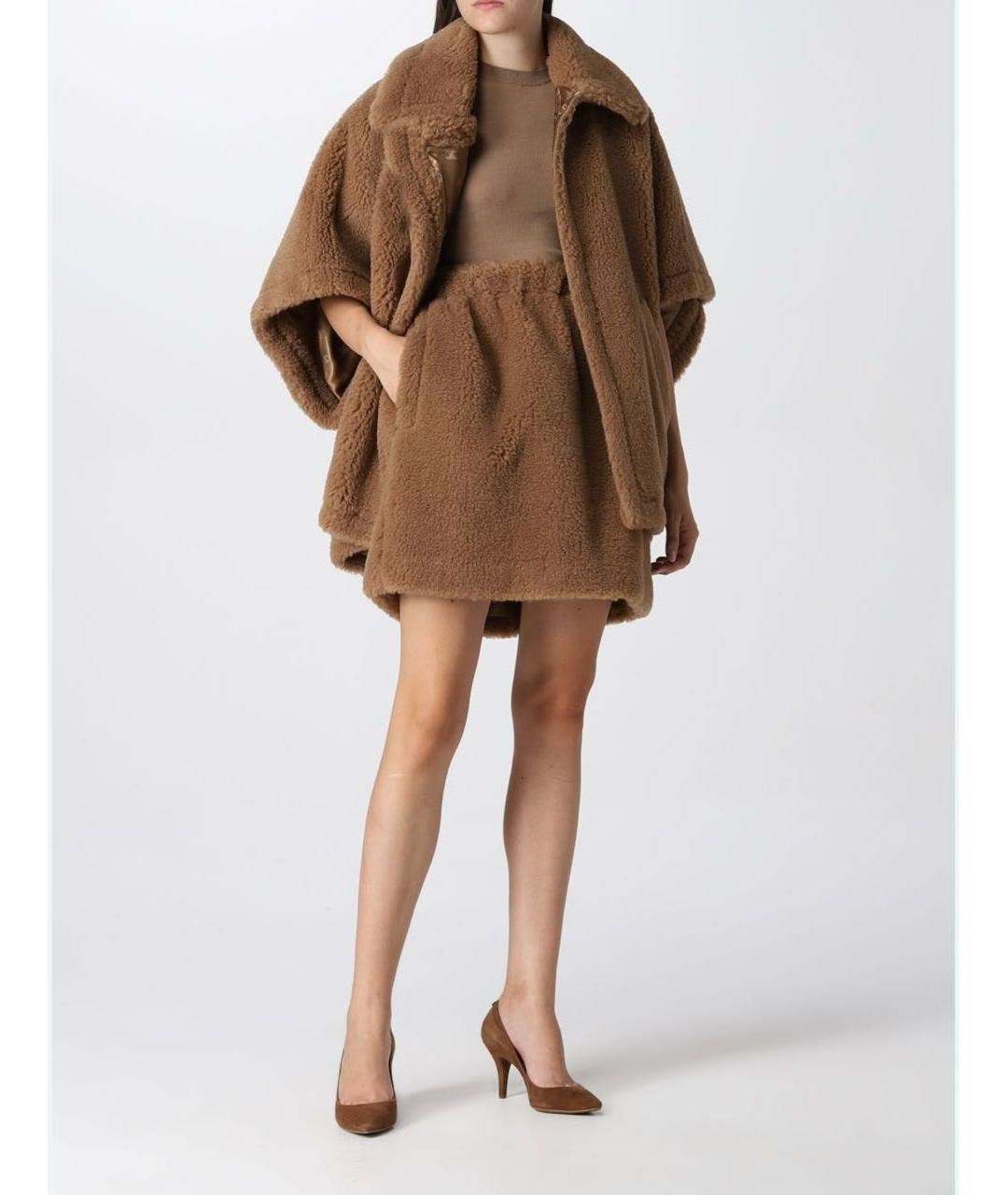 MAX MARA Бежевая шерстяная юбка мини, фото 7