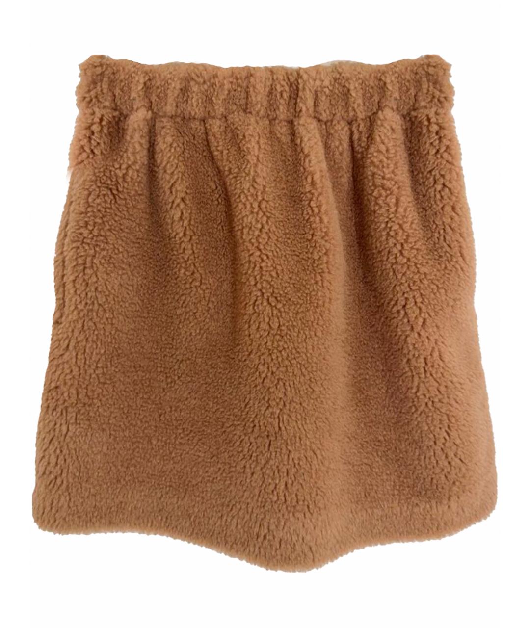 MAX MARA Бежевая шерстяная юбка мини, фото 1