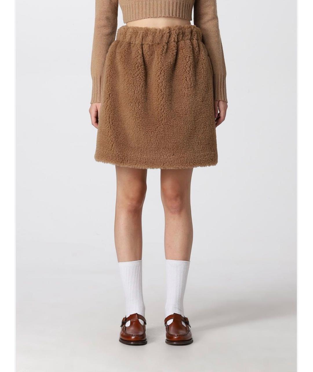 MAX MARA Бежевая шерстяная юбка мини, фото 6