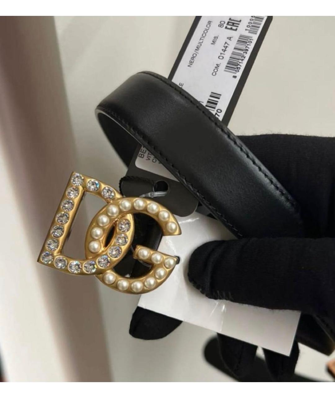 DOLCE&GABBANA Черный кожаный ремень, фото 3