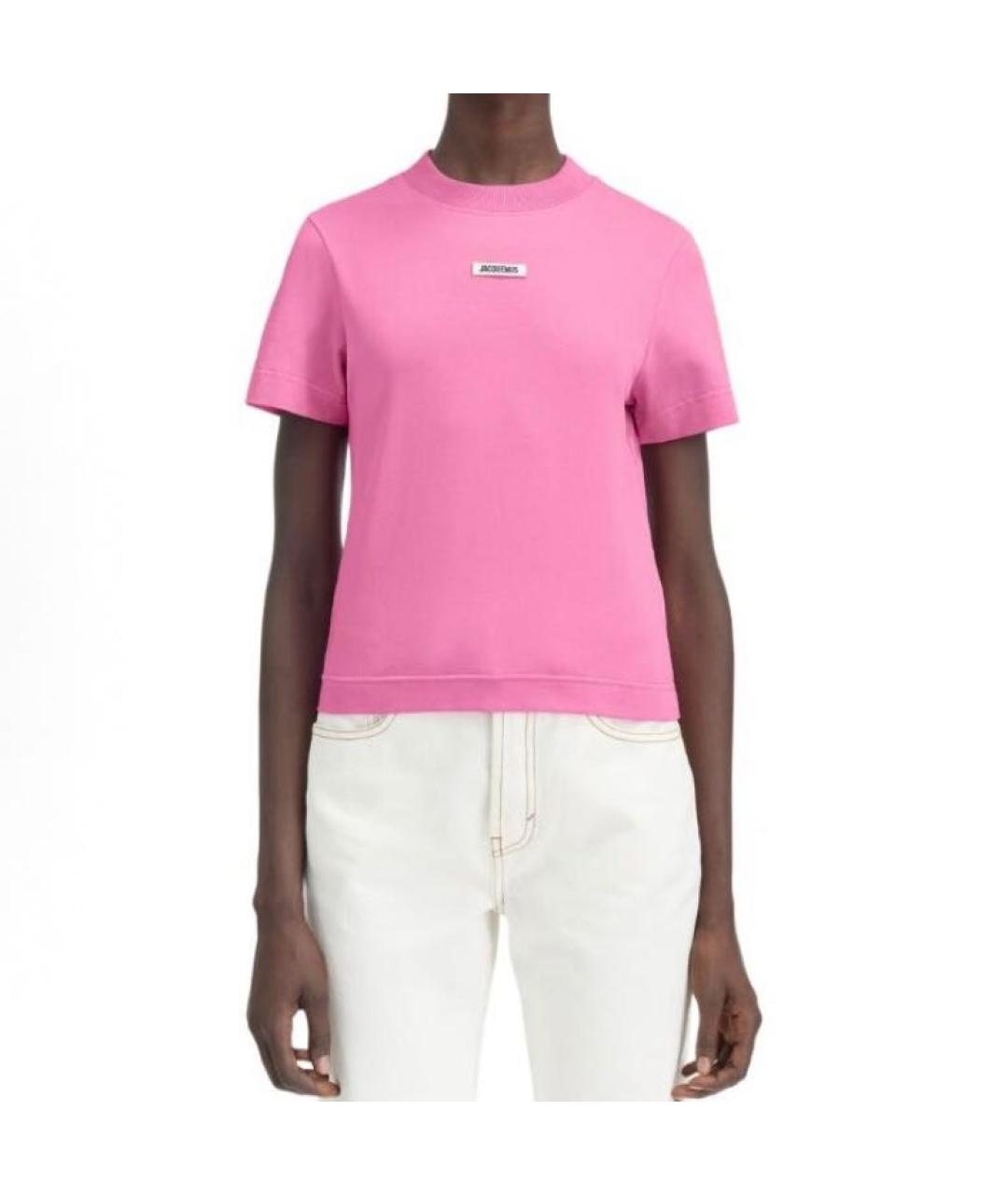 JACQUEMUS Розовая хлопковая футболка, фото 2