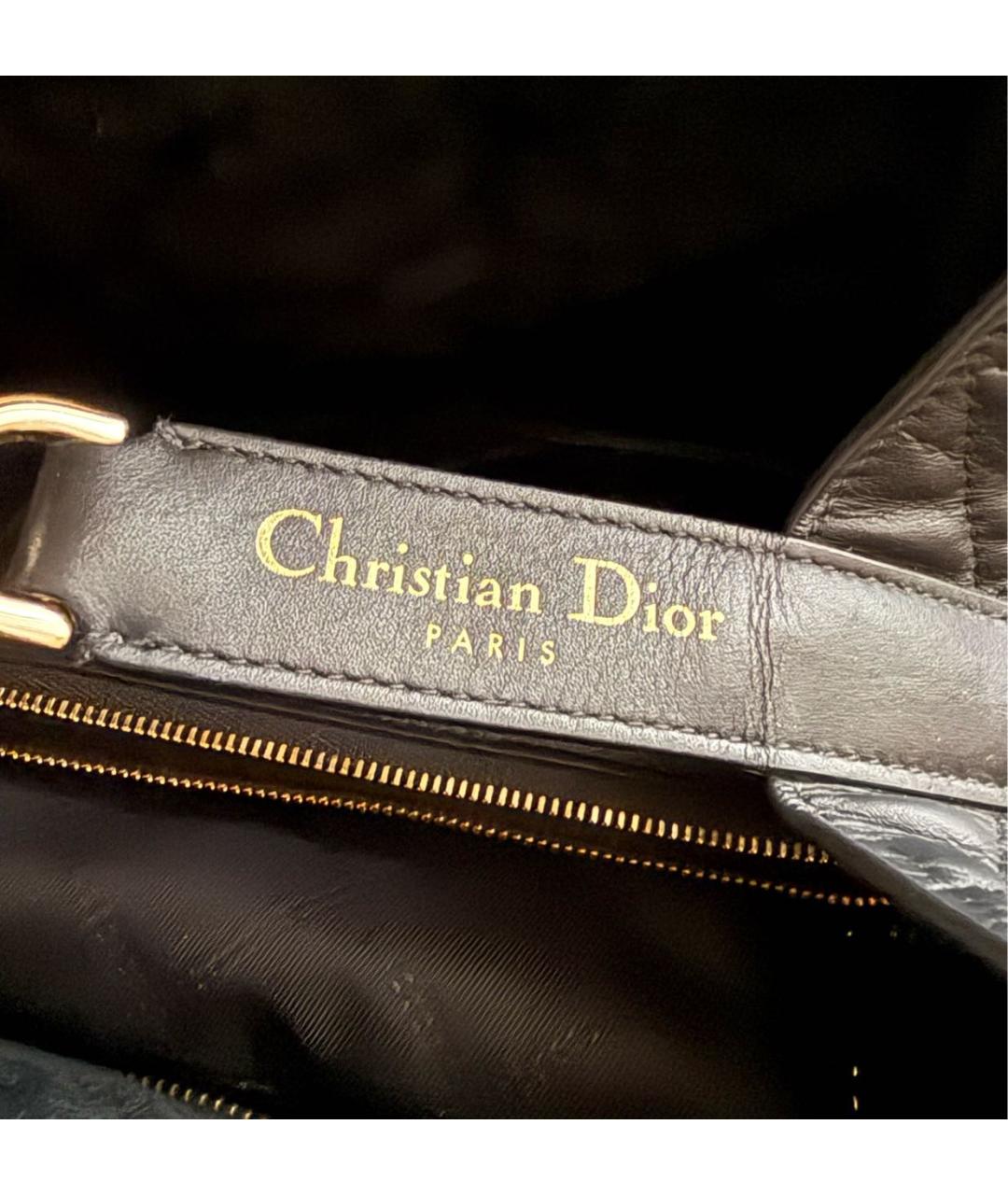 CHRISTIAN DIOR Черная кожаная сумка тоут, фото 8