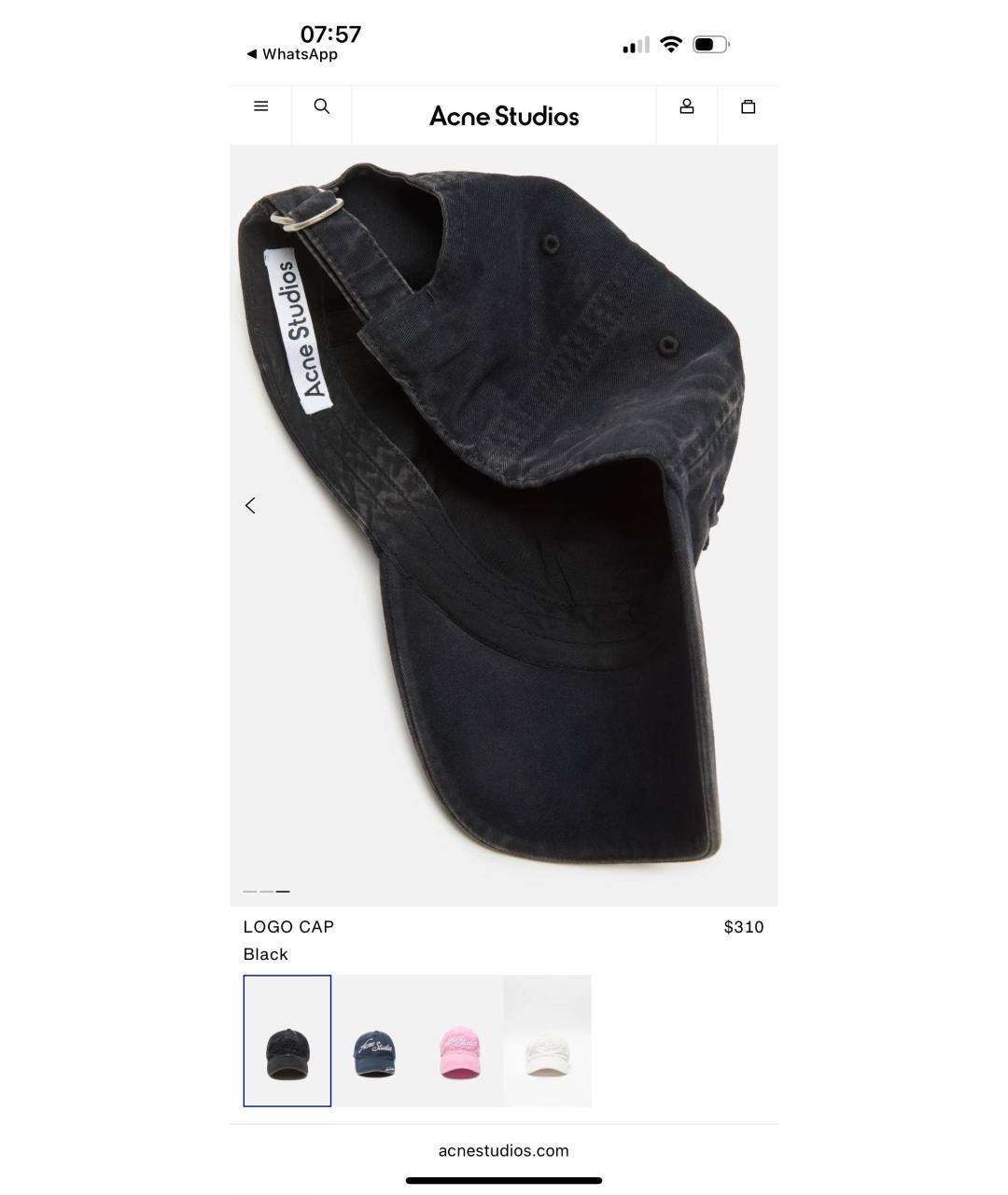 ACNE STUDIOS Черная хлопковая кепка, фото 2